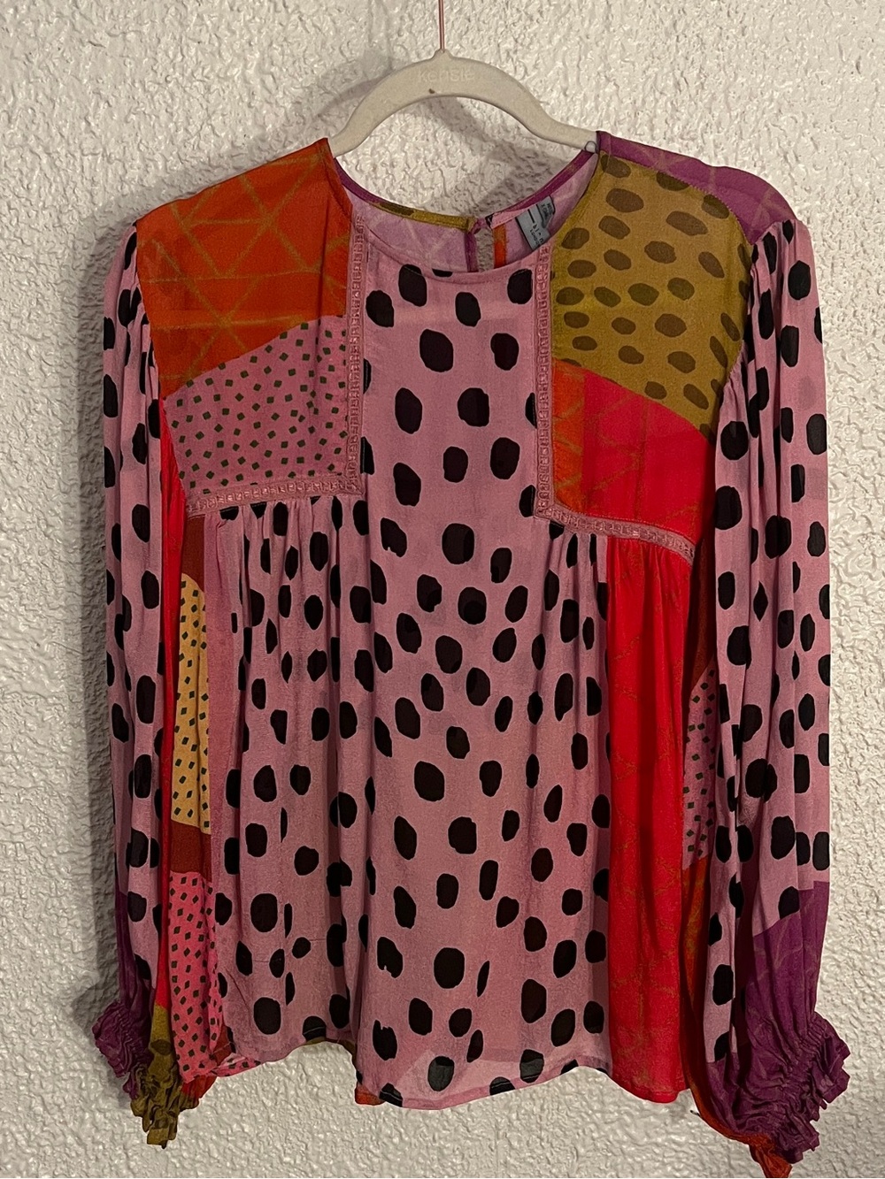 Bl^nk London Anthropologie Miranda Blouse patchwork Boho Peasant Top
